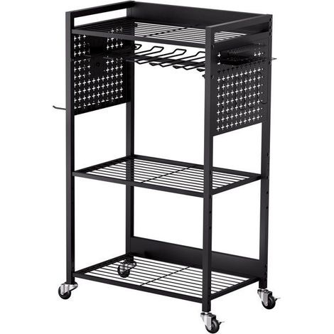 Chariot à outils noir - 4 niveaux - Capacité de charge 68 kg - Dimensions 560 x 350 x 970 mm (1/5)