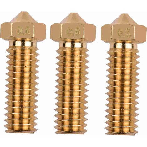 Set mit 3 Messing-Vulkandüsen für 3D-Drucker, M6-Gewinde, 0,6-mm-Extrusionskopf für Sidewinder X1, TEVO Little Monster und 1,75-mm-Filament (1/2)