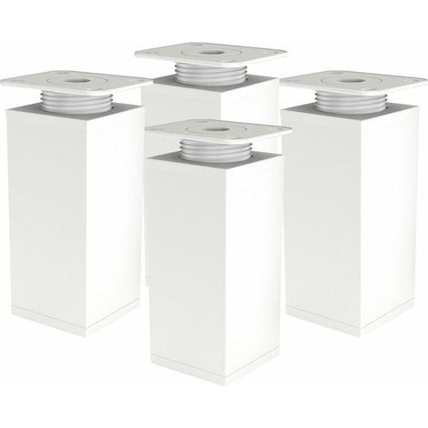 Pied de Meuble - Pied Reglable Pied Canapé - Pied Reglable pour Meuble - Lot de 4 - Angulaire 40x40mm - Pièces de Rechange en Métal - Accessoires de Montage Inclus - 120mm Blanc (1/4)