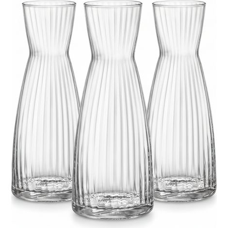 Set 3 Caraffa in Vetro Star Glass Bottiglia da Tavola UN QUARTO DI LITRO CL 25  Elegante anche come porta fiori sui tavoli Alta Brillantezza Resistente agli Urti per Casa o Ristorazione MADE IN ITALY