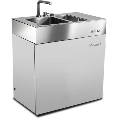 Flammkraft Outdoor-Küchenmodul BLOCK L Lichtgrau Waschbecken Grillmodul BBQ (1/5)