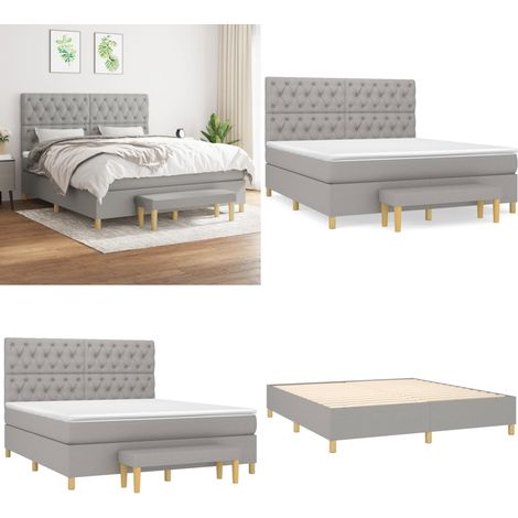 Boxspringbett mit Matratze Hellgrau 160x200 cm Stoff - Boxspringbett - Doppelbett - Bettenrahmen - Schlafsystem - Lattenrost - Home & Living (1/5)