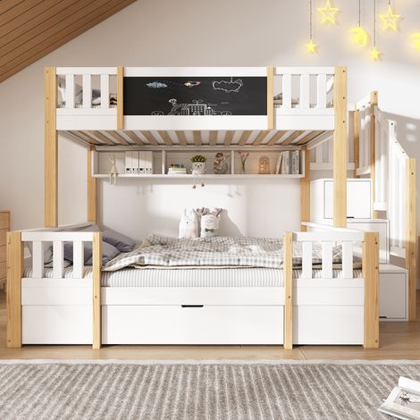 lit enfant superposé rangement 90x200 140x200 bois OKMYHOME (1/5)