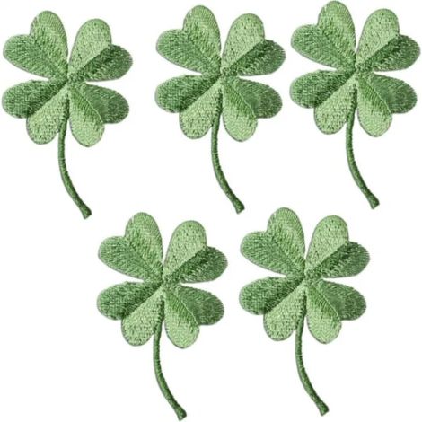 Lot de 5 autocollants végétaux pour vestes à paillettes, écusson brodé irlandais thermocollant, insigne brodé vert (1/4)