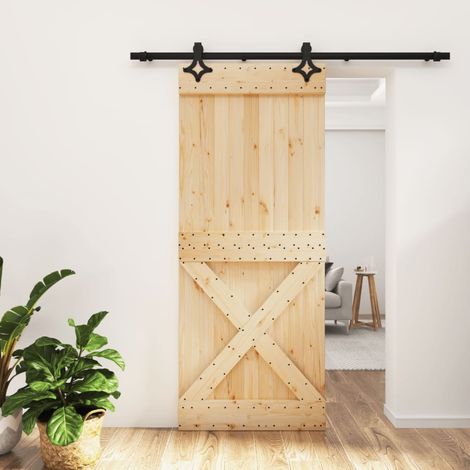 Puerta corredera con herrajes madera maciza de pino 85x210 cm vidaXL (1/5)