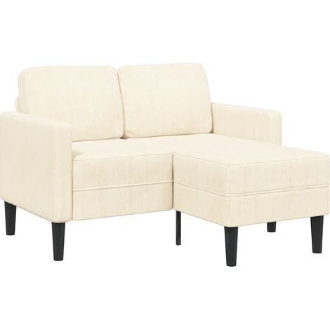 Sofá de 2 plazas con chaise longue en forma de L crema 125cm