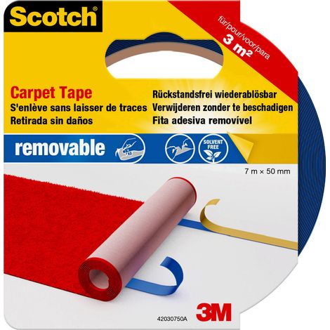 3M – Ruban adhésif pour tapis 42030750 – Amovible bleu 7 m x 50 mm – Sans résidus jusqu'à 6 mois – Pour tous supports sensibles - MM 1 PC