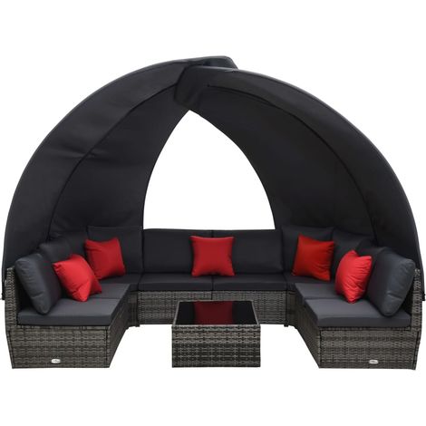 Maison Exclusive - Set Divano Giardino 9 pz e Baldacchino in Polyrattan Antracite (1/5)