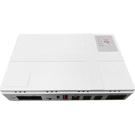 Alimentation sans interruption CC avec batterie de secours de 10 000 mAh, mini UPS pour modem, routeur, lampe LED et caméra de sécurité (blanc). (1/5)