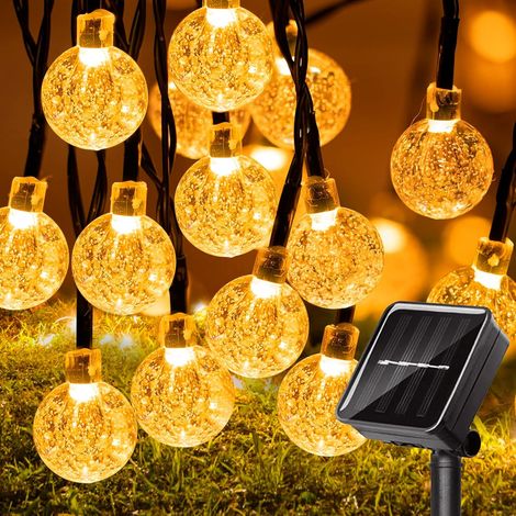 Guirlande Lumineuses Solaires Exterieur, Poerpig 12M 100 LED Guirlande Lumineuse Solaire Étanche, 8 modes d’éclairage Guirlande Solaire Exterieur pour Décoration Maison Jardin Fête Patio (Blanc chaud) (1/5)