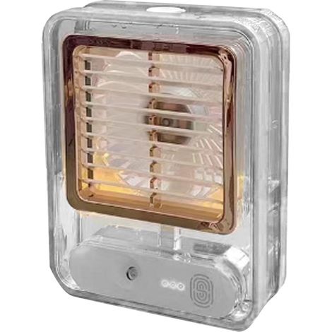 Ventilateur de bureau brumisateur USB 3 vitesses rechargeable silencieux pulvérisation d’eau avec veilleuse blanc pour chambre bureau voyage (1/5)