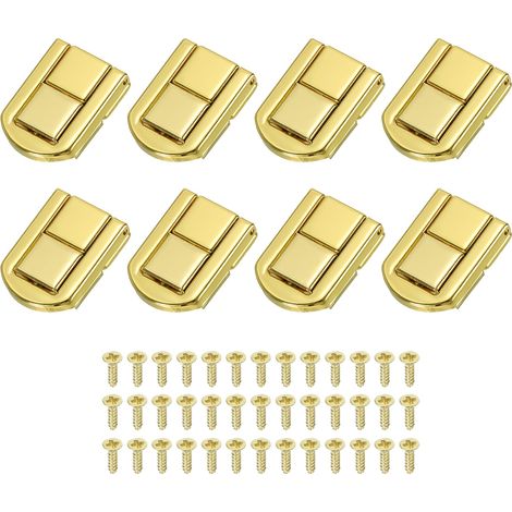 Fermoir à Bascule 32 x 24mm 8 Pcs Loquet Verrou en Métal Rectangulaire de Style Rétro pour Boîte à Bijoux, Décoration de Valise, Boîte à Outils, Doré (1/5)