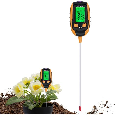 4-in-1-Bodentester mit PH/Temperatur/Luftfeuchtigkeit/Licht für Gartenarbeit, Rasen, Landwirtschaft und Pflanzen im Freien (1/5)