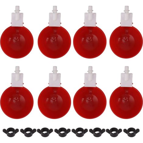 8-teiliges Set großer automatischer Wassernäpfe für Hühner, verdicktes PVC, universelles Futterset für Küken, Enten, Gänse, Rot