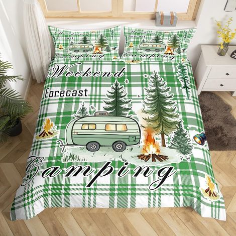 Parure de lit Happy Camping 135 x 200 cm avec fermeture éclair Motif voiture de dessin animé Housse de couette pour enfants, filles et garçons (1/5)