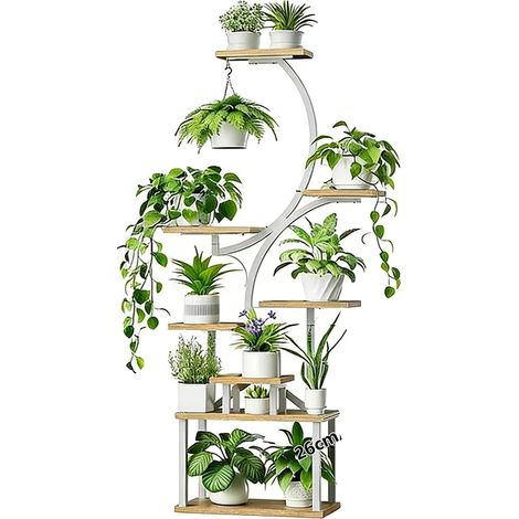 Estantería para plantas de interior, diseño de 8 niveles, elegante para exhibir en el hogar, BLANCO (1/2)