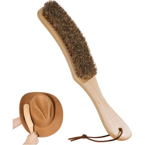 Brosse dépoussiérante pour crinière de cheval (convient aux chapeaux de cowboy et autres types de chapeaux, enlève la poussière, la laine et les poils d'animaux) Marron, 1 pièce (1/5)