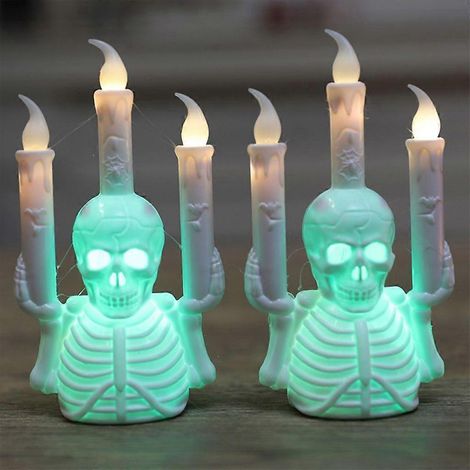 Lampe bougeoir en forme de crâne élégante, décoration pour les fêtes d'Halloween (1/4)