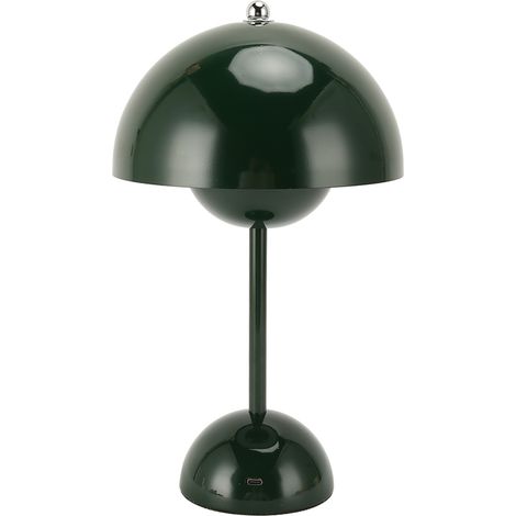 Lampe de table champignon LED 1800 mAh, 3 modes d'éclairage, USB Type-C, intensité variable tactile, petite lampe de chevet pour la maison ou le bureau, vert foncé (1/5)