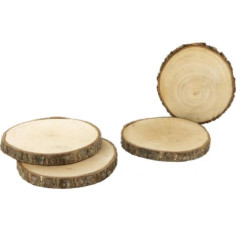 Lot de 4 dessous de verre en rondin de bois rond 11 cm collection BARK (1/3)