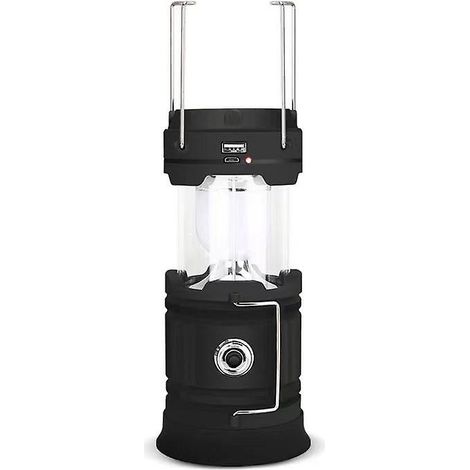 Lampe torche LED portable à piles, lanterne de camping, lanterne de tente, lampe de randonnée, noire (1/4)