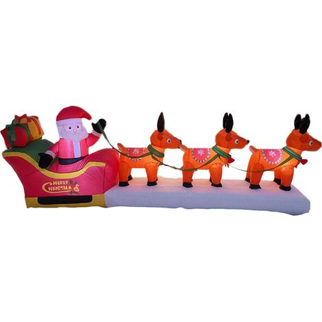 Grande décoration de Noël gonflable 3,7 m, Père Noël sur traîneau avec 3 rennes et éclairage LED (1/5)