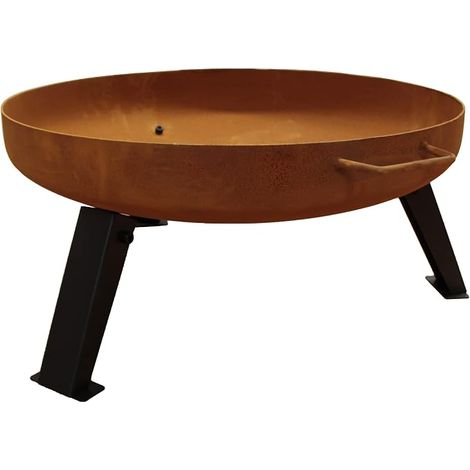 Köhko Macapa 55 cm Feuerschale 41005‑55N aus 2mm Stahl im Rost‑Look mit Ablaufloch & klappbaren Füßen (1/5)