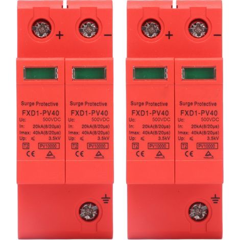 2 pièces dispositifs de protection SPD parafoudre photovoltaïque DC 2P 40KA FXD1-PV40 (1/5)