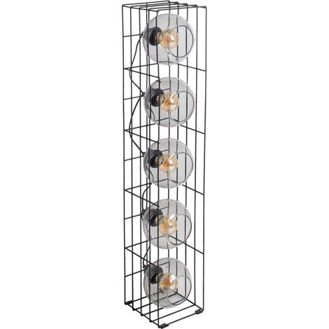 Stehleuchte Standlampe Beistellleuchte 5-Flammig Glaskugeln schwarz Metallkäfig (1/5)