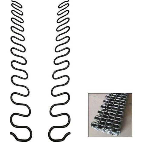 Lot de 2 ressorts de rechange pour canapé de 55cm avec 8 clips en forme de S, kit de réparation de ressorts de canapé de 4,0 mm de diamètre pour siège de meubles, décoration d'intérieur (1/4)