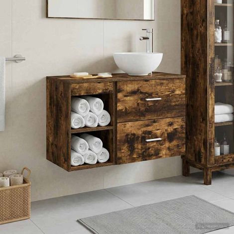 Juego de muebles de baño 2 pcs Roble Ahumado