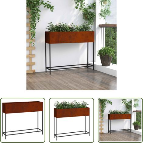 Hochbeet -  Hochbeet Gartenpflanzer Rostig 100 x 26 x 82 cm Wetterfeststahl (1/5)