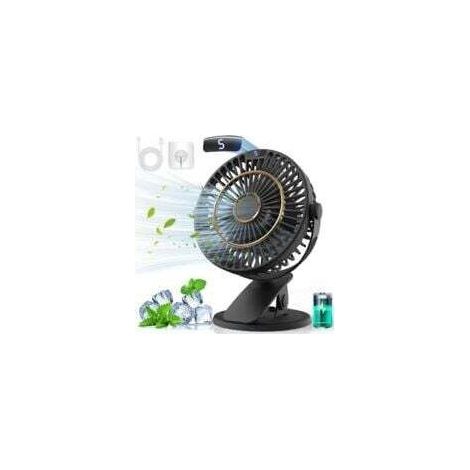 Ventilateur de table rechargeable, mini ventilateur USB avec écran LCD, 5 vitesses, rotation à 720°, portable et silencieux, idéal pour le bureau, la maison ou le camping. (1/5)