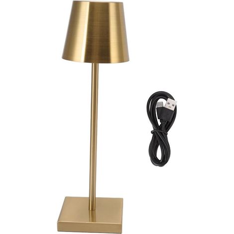 Jeffergarden LED Lampe Tactile Moderne Simple Rechargeable Haute Luminosité Dimmable Tactile Commutateur Lampe De Table Sans Fil pour Restaurant Bar Or (1/5)