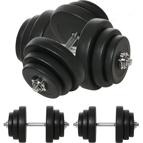 Verstellbare Hanteln 40 kg Ø24,5 cm aus Kunststoff, Metallgriffe, platzsparend – MEUBLIV (1/5)