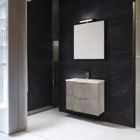 Mobile da bagno sospeso moderno con lavabo 62 cm a 2 cassetti cemento chiaro (1/3)