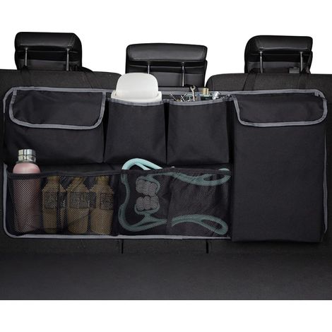 Sac de rangement pour coffre de voiture, sac de rangement pliable noir imperméable à suspendre au siège arrière de voiture (1/5)