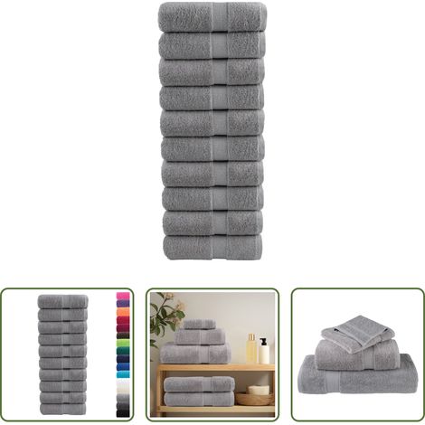 Baumwollhandtücher - Premium-Waschtücher SOLUND 10 Stk. Grau 30x30 cm 600 g/m² (1/5)