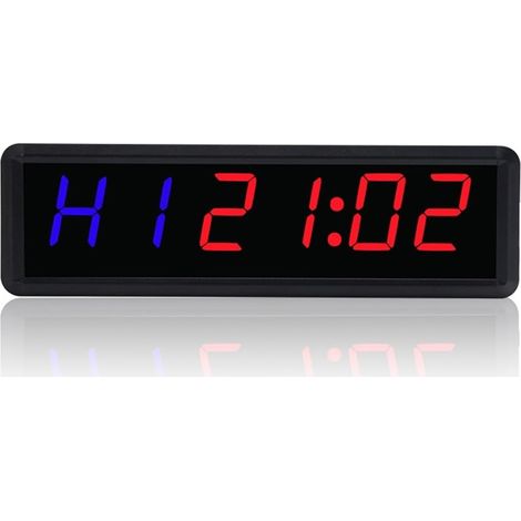 Grande horloge LED numérique surdimensionnée 1,5 pouces 1,8 pouces chiffres horloge chronomètre, minuterie de gymnastique LED minuterie d'intervalle compte à rebours numérique horloge murale minuterie (1/3)