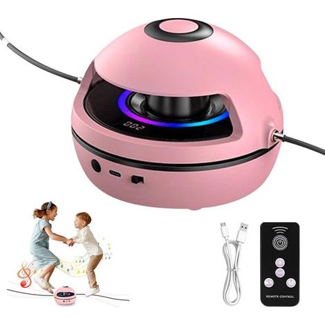 Longziming - Machine à sauter à la corde - Corde à sauter électrique - Machine à sauter intelligente - Rotation automatique à 360° - 10 niveaux de vitesse - Musique Bluetooth - Écran LED - Rose (1/5)