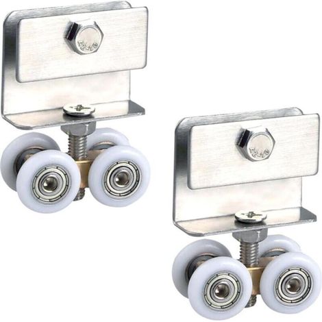 Shower Sliding Door Rollers - Wheels Accessories Metal Bearing Hanging Wheel Pulley For Sliding, Glass Shower Room, Rail Device Fitting, 2 Pieces (1/4)