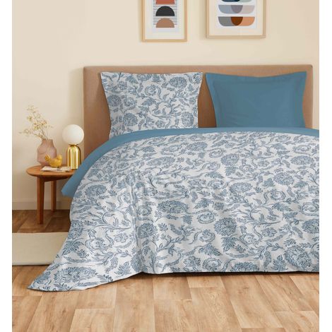 Parure de draps 4 pièces "Vanessa" pour lit 140 x 190 cm Salma Bleu -  - (1/4)