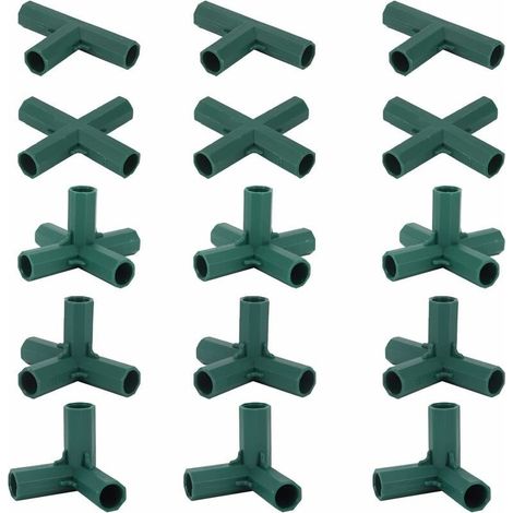 Lot de 15 connecteurs de cadre de serre 4 types d'angle pour tubes de 16 mm Fixation stable pour structures de jardinage (1/5)