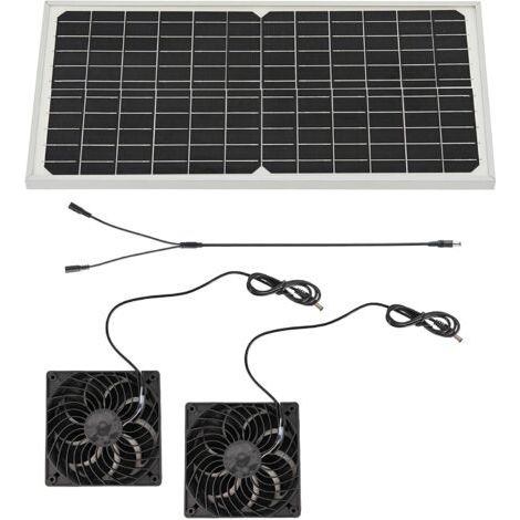 Ensemble de ventilateurs de refroidissement à panneau solaire 16 W en silicium monocristallin pour animaux de compagnie, poulaillers et serres (1/4)