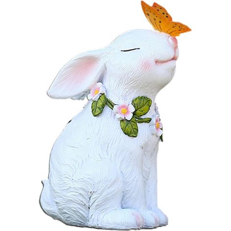 Poupée lumineuse solaire LED lapin papillon Pâques, statue décorative pour jardin extérieur, pelouse et cour. (1/4)