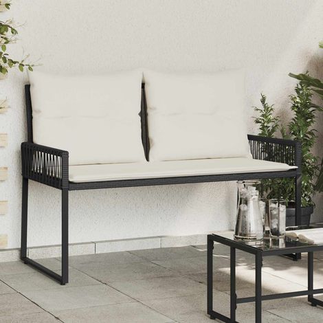 vidaXL Panchina da esterno 4 pcs Nero e Bianco Crema polyrattan