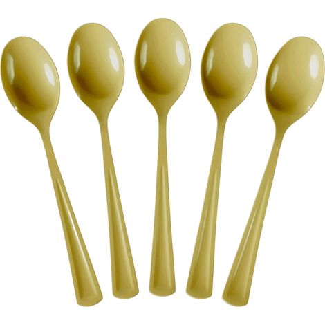 100 Cuillères jetables, finition dorée, plastique robuste, pour mariage, fête (1/5)