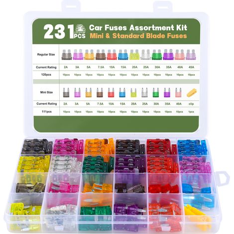 Coffret de 231 mini fusibles combinés pour voiture et moto (5A-10-15-40A). (1/5)
