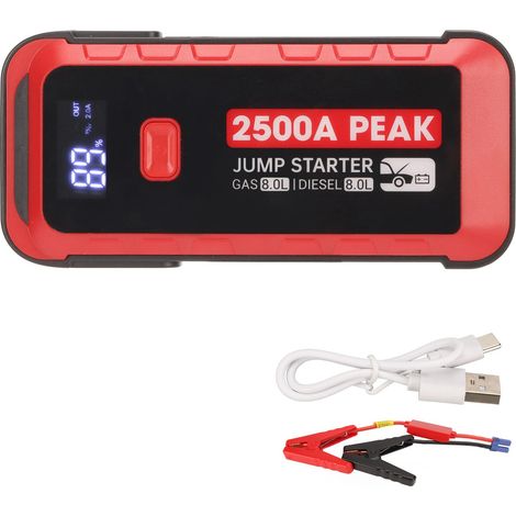 Démarreur de batterie portable 2500A 25800mAh - Charge rapide USB, écran LCD, pour véhicules 12V et camping (1/5)
