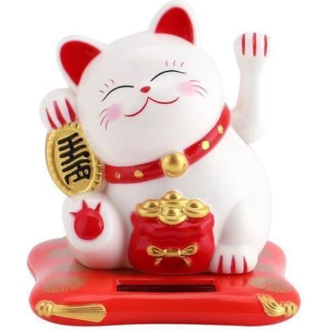 Maneki-neko - Décor Solaire Automatique - Pour Maison Bureau Voiture - 7,6 cm - Plastique - 1 Pièce (1/3)